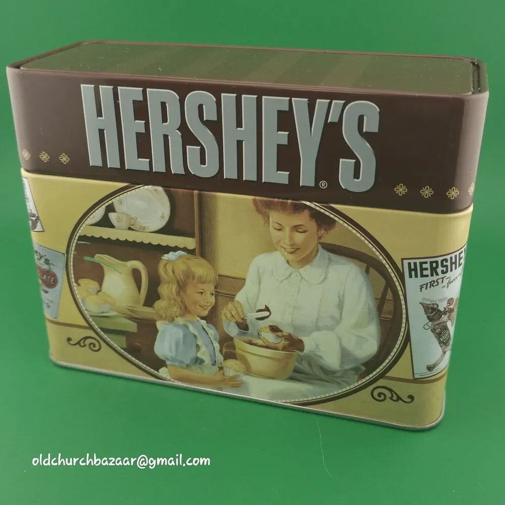 Vintage Hershey's Chocolate Kisses Tin Hinged Lid Complete w Dividers & Recipes